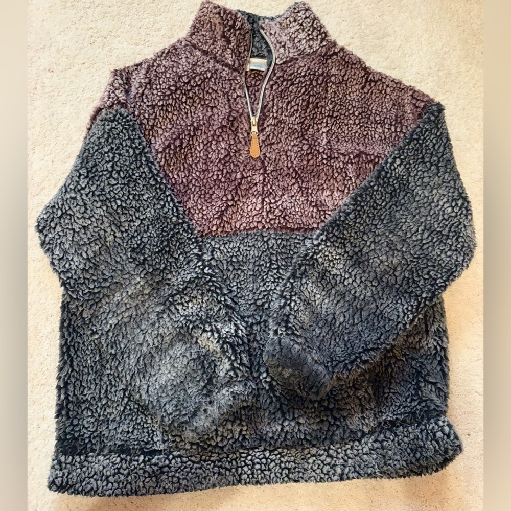 Daytrip Gray and Purple Sherpa Pullover